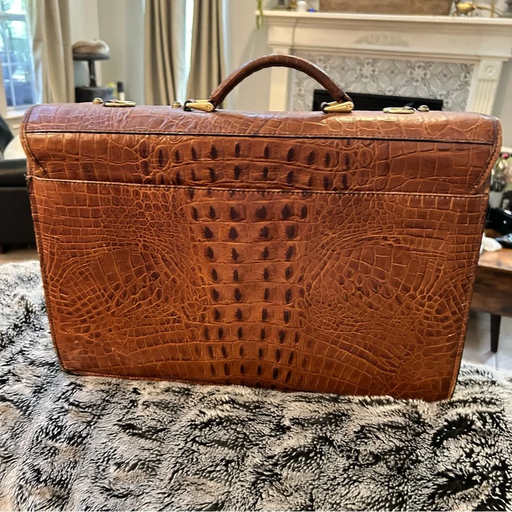 Gorgeous Brown Crocodile Embossed Leather Men's briefcase Bag executive VIP